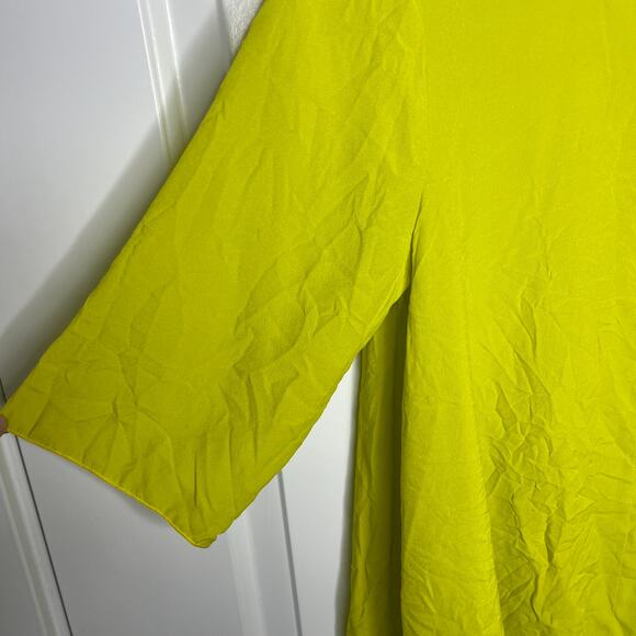 Chiara Cocol Women's Tunic Top L Lime Green ITALY 3/4 Sleeve Button Front Artsy - Picture 3 of 7